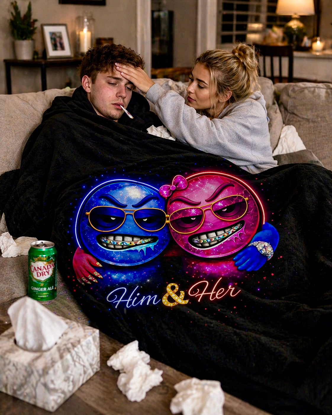 Him & Her "Us" Sherpa Blanket